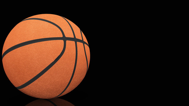 High quality render of 3D basket ball. It is isolated on black background. Clipping path is included...