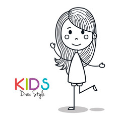 cute little girl drawing vector illustration design