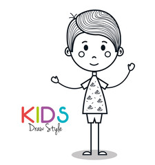 cute little boy drawing vector illustration design