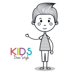 cute little boy drawing vector illustration design
