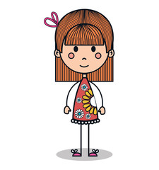 cute little girl drawing vector illustration design