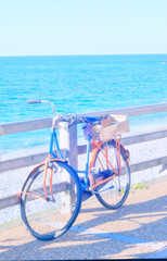 Vintage bicycle on a background of the sea