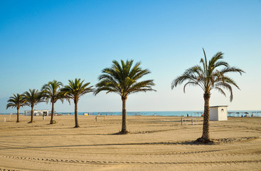 Sun and beach tourism in Spain, Gandia, Valencia - obrazy, fototapety, plakaty