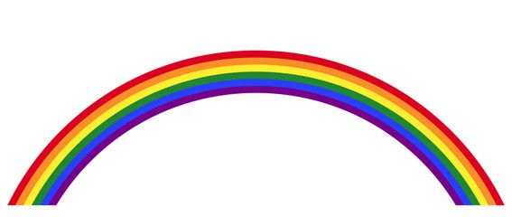 Gay pride rainbow with the LGBT movement flag color in the form of a multicolored arc. Symbol for tolerance and peace. Isolated illustration on white background. Vector.
