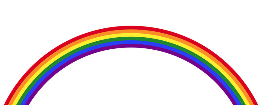 Gay pride rainbow with the LGBT movement flag color in the form of a multicolored arc. Symbol for tolerance and peace. Isolated illustration on white background. Vector.