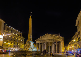 square in Rome at night