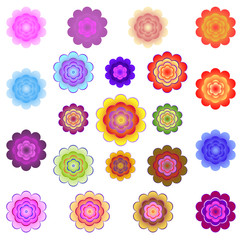 Templates of bright colored stylized flowers