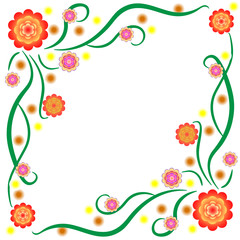 The pattern of bright stylized flowers