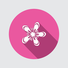 Spring flower icon. Anemone floral symbol. Round circle flat sign with long shadow. Vector