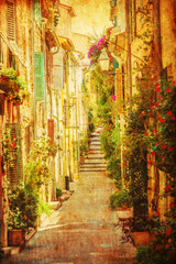 Fototapeta na wymiar vintage style picture of a Provencal alley