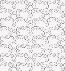 Spiral seamless lace pattern. Vintage abstract texture. Volute, twirl figures of laurel leaves. Gray contrast colored background. Vector - 132898850