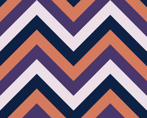 Striped, zigzagging seamless pattern. Zig-zag line texture. Stripy geometric background. Dark orange, rosy, violet, black contrast colored. Vector