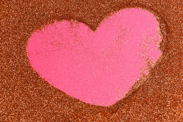 valentine heart sign on golden glister