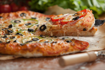 vegetable pizza on the table