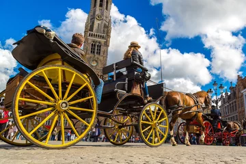 Gordijnen Paardenkoets in Brugge © Sergii Figurnyi
