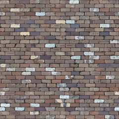 Seamless tileable texture of recycled red brick paving
