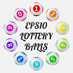 vector illustration of lottery balls. sorted around text.