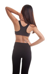 Obraz premium Asian healthy girl got neck pain and back pain.