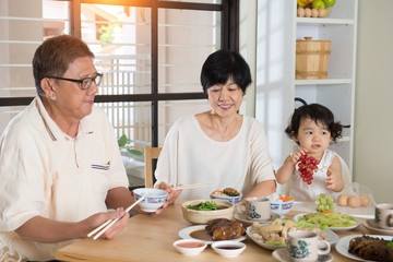 chinese family having lunch