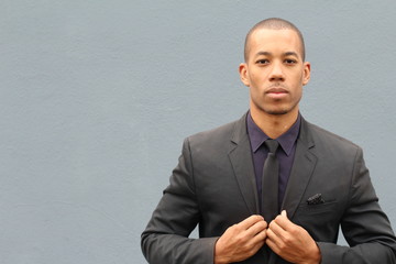 Conceited elegant businessman close up with space for copy 