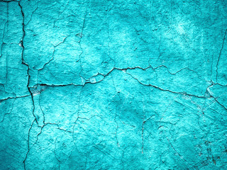 Obraz premium Old texture turquoise cracked wall, the old paint texture is chi