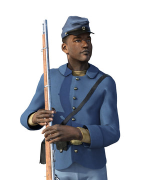 African American Civil War Union Soldier - 3d Render
