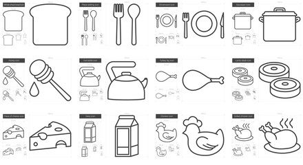 Healthy food line icon set.