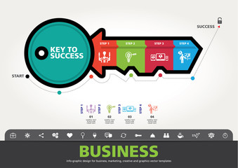 key to success for business template, template modern info graphics design, marketing, creative templates and graphics vector
