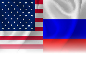 アメリカ　 ロシア　国旗　背景 