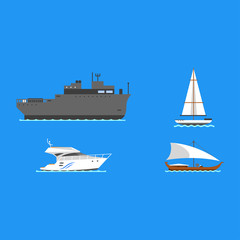 Ship and boats vector.