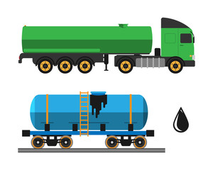 Oil extraction truck shipping and transportation vector illustration