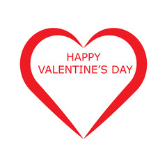 Happy Valentine's day text / word  in Red heart sign