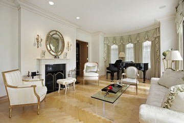 Living room with fireplace
