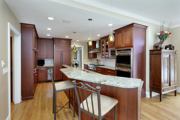 Modern kitchen with double decker island