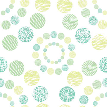 Around motif with polka dot. Vector seamless pattern.