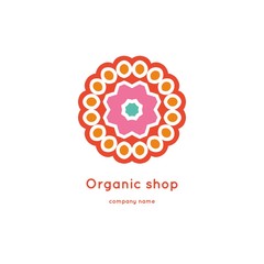 Bright and juicy beautiful circular logo for organic shop, eco product.