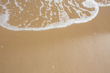 Adriatic Sea coast view. Seashore of Italy, summer sandy beach with clouds on horizon.