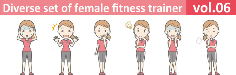Diverse set of female fitness trainer, EPS10 vector format vol.06