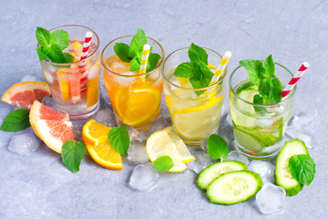 Set of infused water for detox