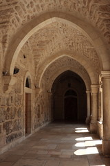 Fototapeta na wymiar Courtyard of the Church of Nativity