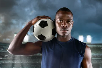 Türaufkleber African American Footballer Holding Ball © R. Gino Santa Maria