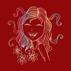 Cute girl. Sketchy style.