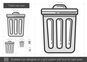 Trash can line icon.