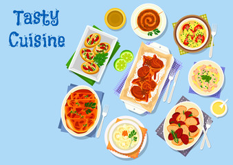 Potato dishes for dinner menu icon for food design