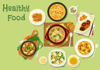 Lunch with mushroom icon for healthy food design