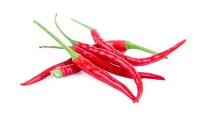 Group of chili peppers isolated on white background