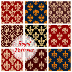 Royal vector seamless patterns set