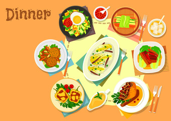 Main lunch dishes icon for food theme design