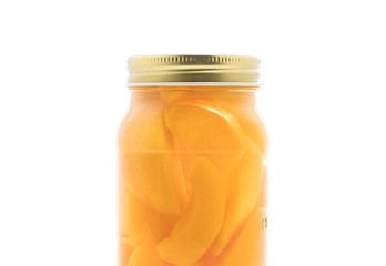 peach in bottle on white