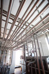 Steel pipelines on milk factory